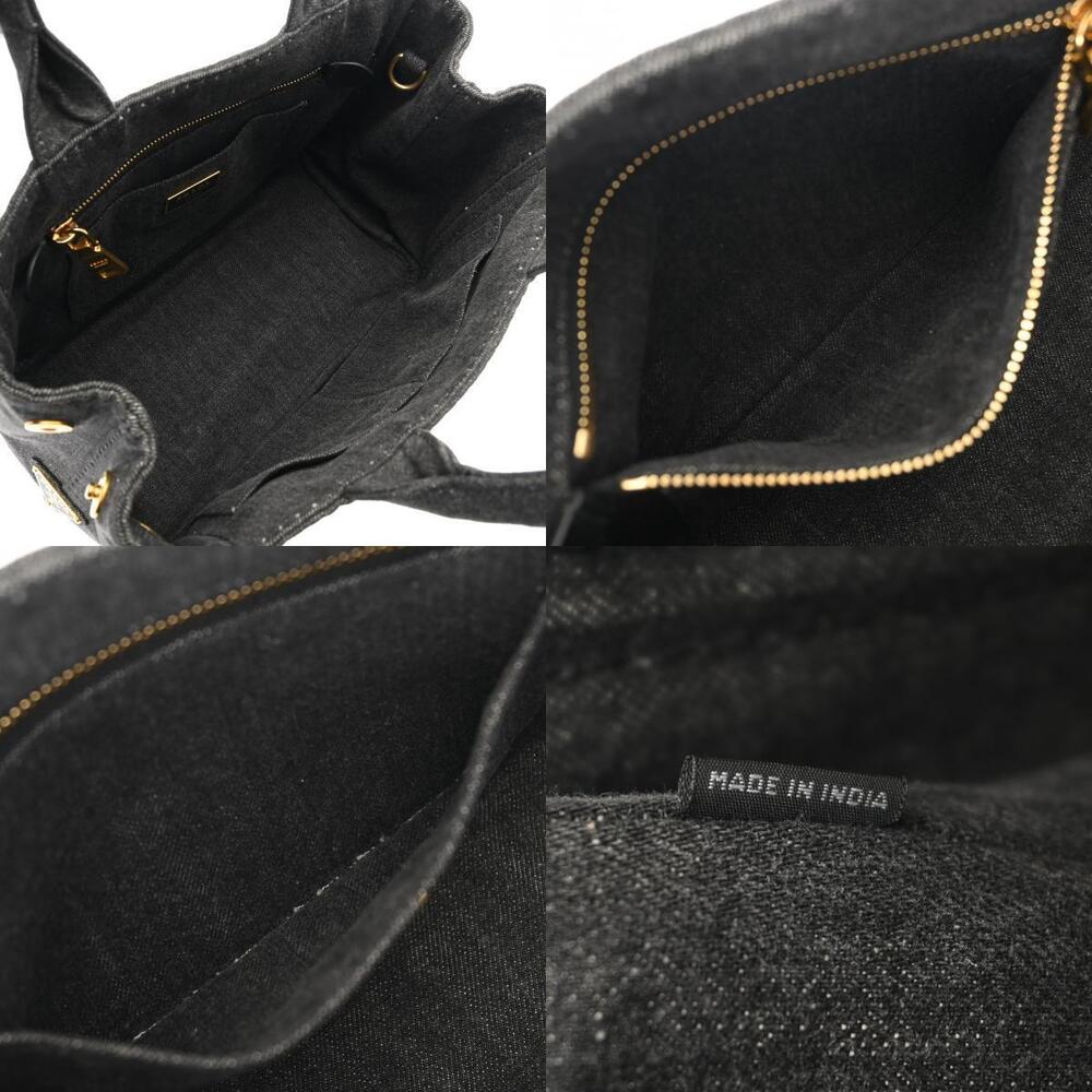 Prada Canapa Handbag Black Tote Denim - Picture 11 of 11